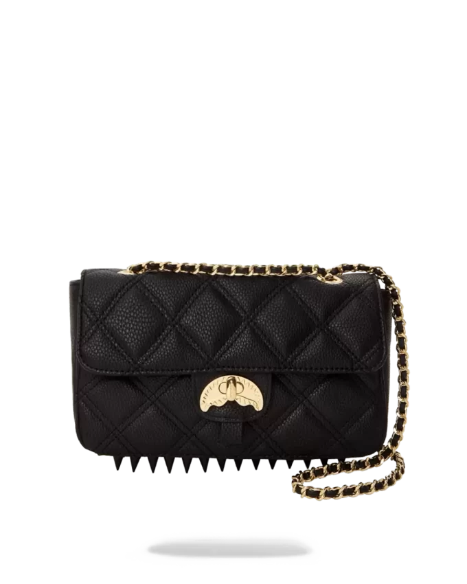 BORSA A MANO CON CATENA DORATA E SQUALO NOIR QUILT BORSA A MANO CON CATENA DORATA E SQUALO NOIR QUILT