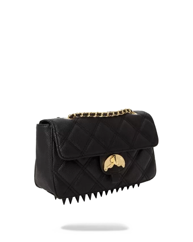 BORSA A MANO CON CATENA DORATA E SQUALO NOIR QUILT BORSA A MANO CON CATENA DORATA E SQUALO NOIR QUILT