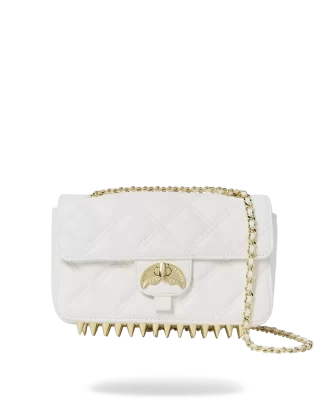 BORSA A MANO RIVIERA LE BLANC CON CATENA ORO E SQUALO