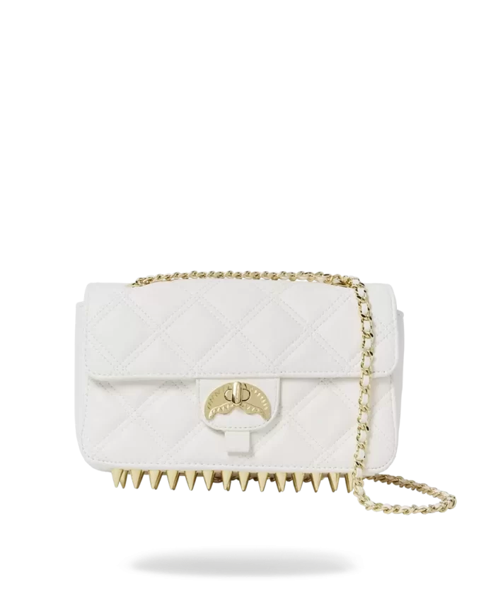 BORSA A MANO RIVIERA LE BLANC CON CATENA ORO E SQUALO BORSA A MANO RIVIERA LE BLANC CON CATENA ORO E SQUALO