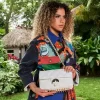 BORSA A MANO RIVIERA LE BLANC CON CATENA ORO E SQUALO BORSA A MANO RIVIERA LE BLANC CON CATENA ORO E SQUALO