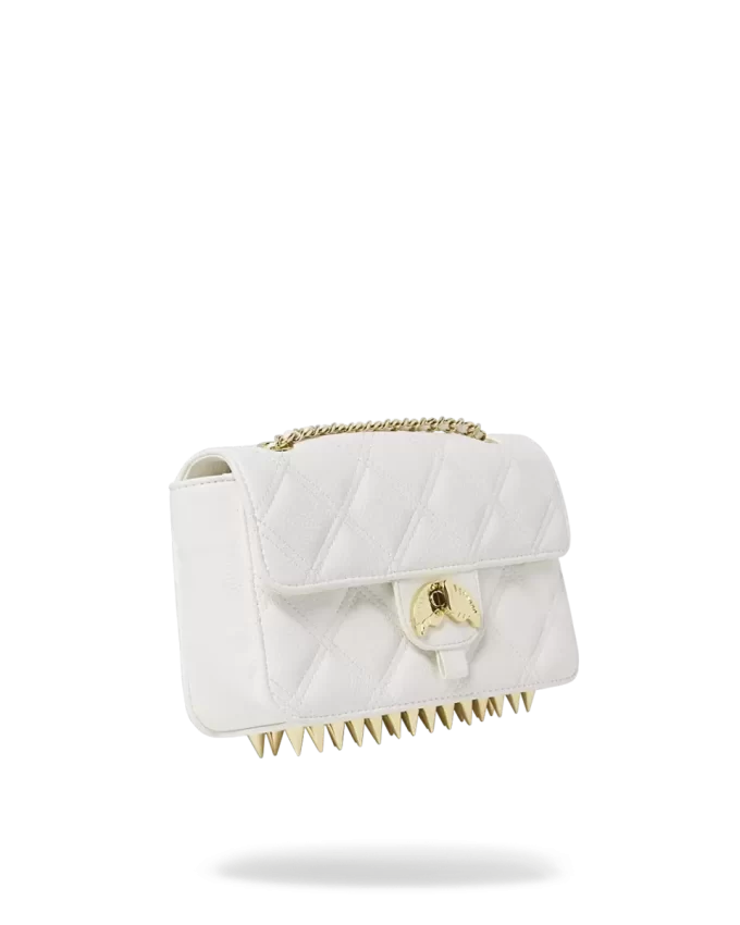BORSA A MANO RIVIERA LE BLANC CON CATENA ORO E SQUALO BORSA A MANO RIVIERA LE BLANC CON CATENA ORO E SQUALO