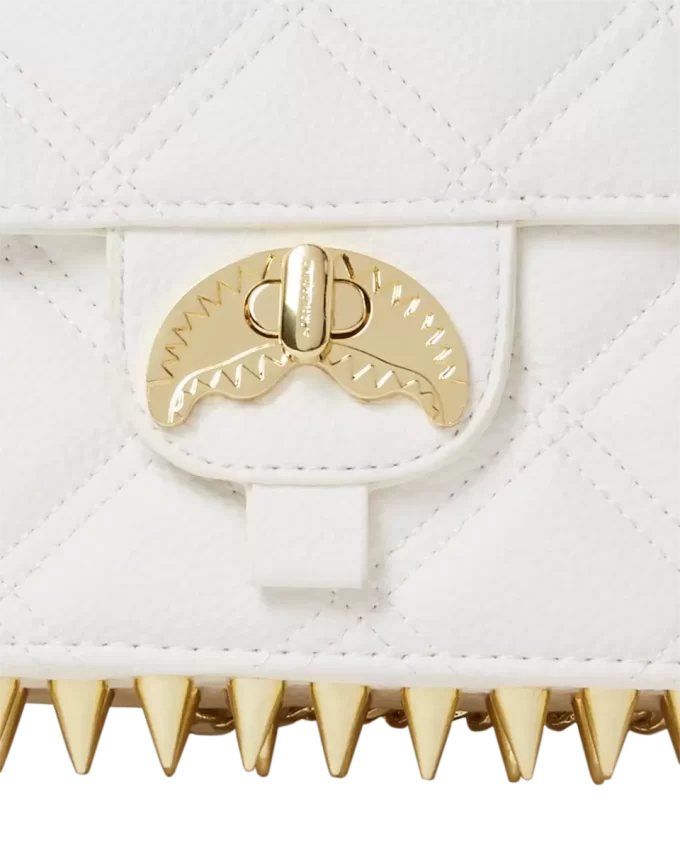 BORSA A MANO RIVIERA LE BLANC CON CATENA ORO E SQUALO BORSA A MANO RIVIERA LE BLANC CON CATENA ORO E SQUALO