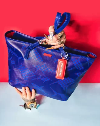 BORSA A QUADRI DI SQUALO (BLU)