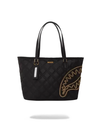 BORSA A TRAPUNTA CON CATENA DORATA E SQUALO NOIR