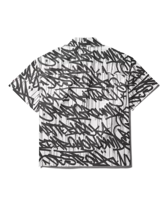 CAMICIA A MANICHE CORTE CON BOTTONI FRONTALI E GRAFFITI