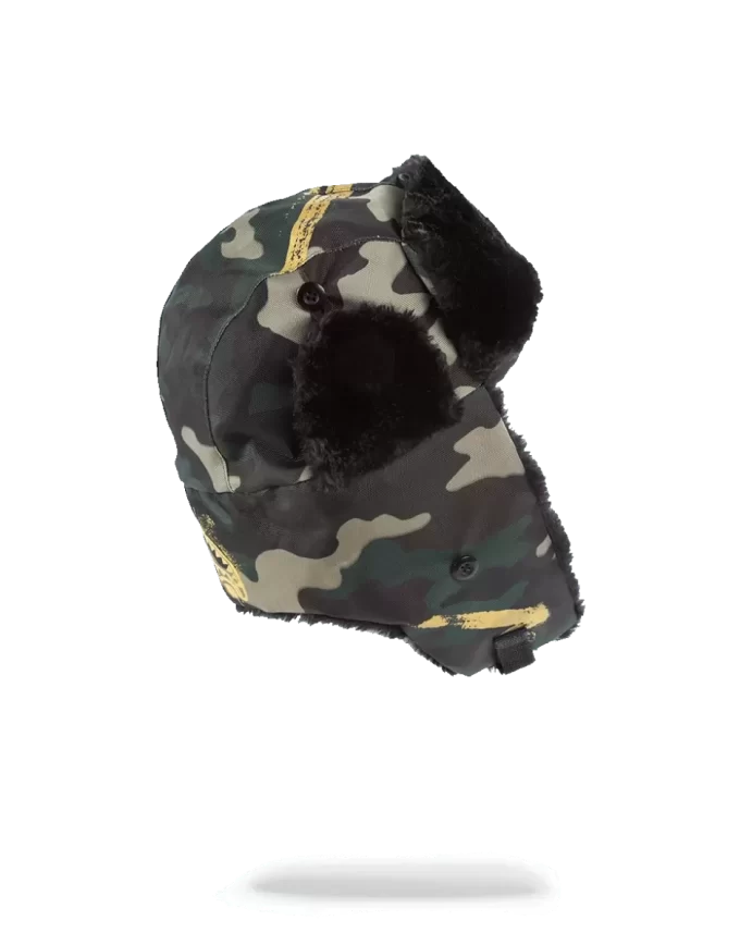 CAPPELLO DA AVIATORE CON STENCIL ORO MIMETICO