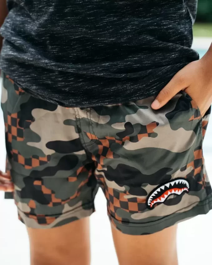 COSTUME DA BAGNO A QUADRI CAMO PER BAMBINI