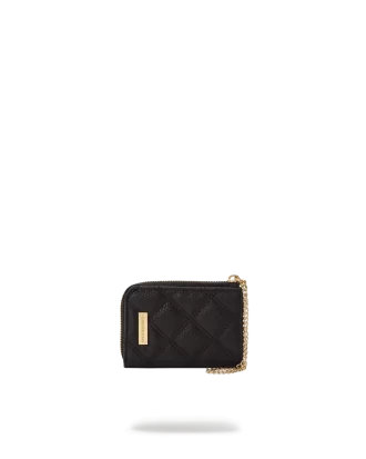 PORTAFOGLIO SQUALO CON CATENA ORO QUILT NOIR