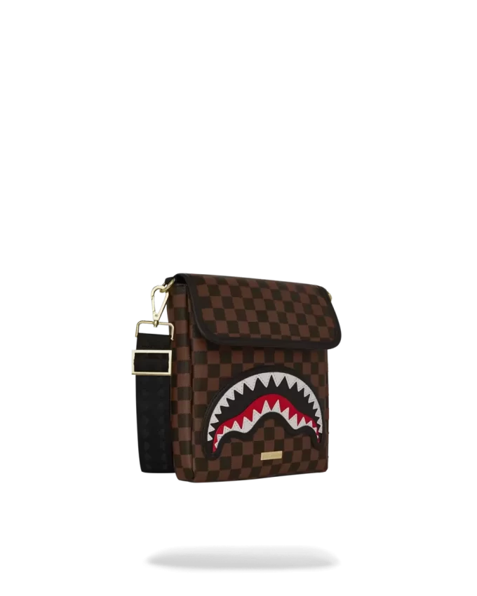 SQUALI DENTI DI SEGA NELLA BORSA MESSENGER DI PARIGI SQUALI DENTI DI SEGA NELLA BORSA MESSENGER DI PARIGI