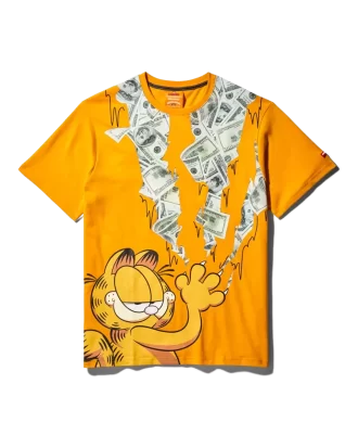 T-SHIRT CON STAMPA GRAFICA GARFIELD CAT STRATCH (ARANCIONE)