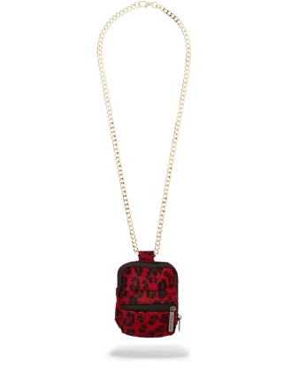 ZAINO CON CATENA IN PELLICCIA LEOPARDATA ROSSA